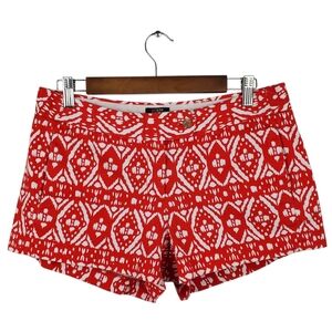 J. CREW FACTORY City Fit Red and White Printed Chino Shorts Size 6
